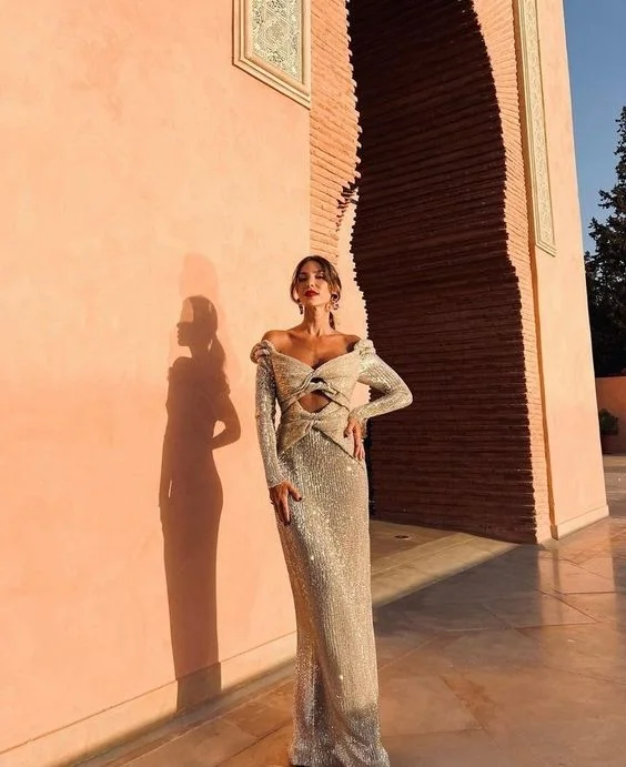 Silver Chic Off-The-Shoulder Long Party Dress Prom Dress,DP488 Tunics Plaid country