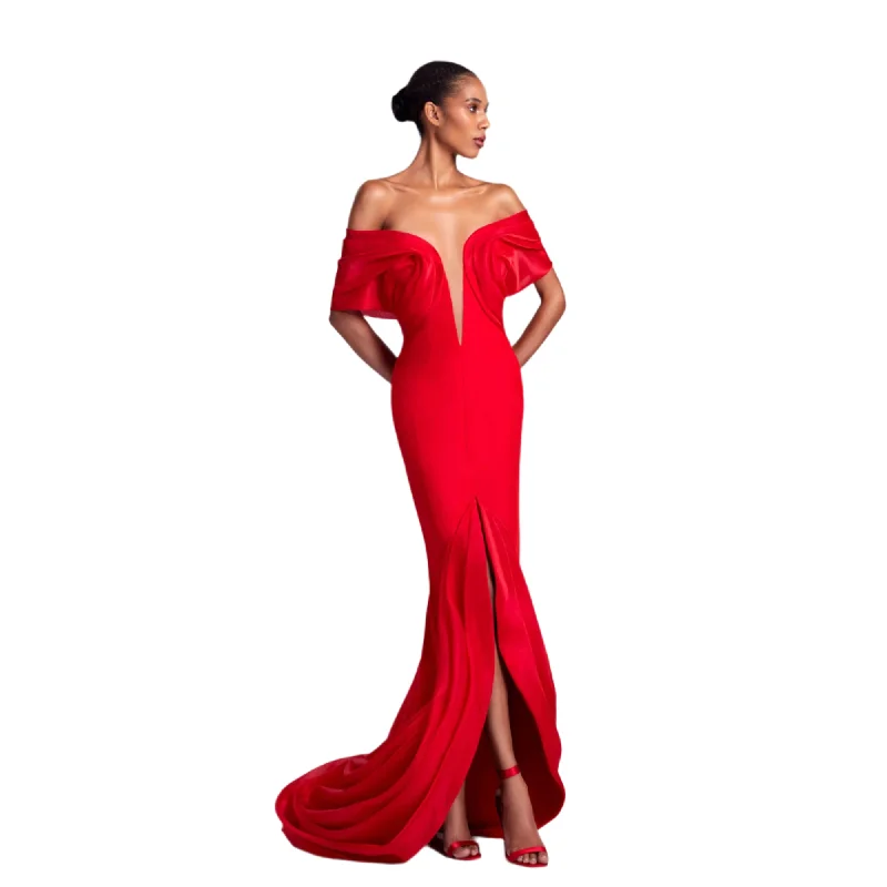 Gaby Charbachy Women's Red Long Dress Tunics Sophisticated sleek