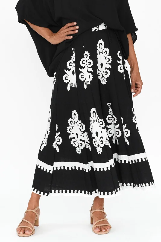 Bertha Black Abstract Wide Leg Pants Comfy Athletic Pants