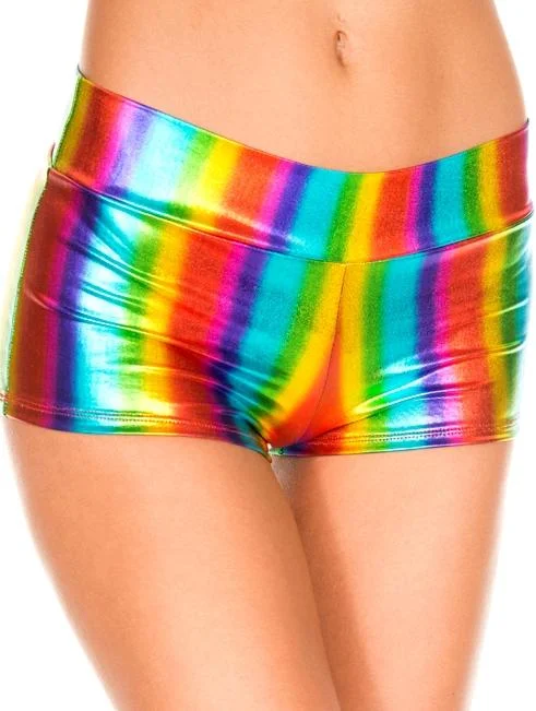 Rainbow Metallic Hot Pants Comfortable Fleece Pants