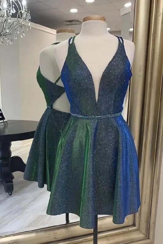 Pretty A-line Sequins Shiny Short Cute Homecoming Dress Party Dresses       cg23623 Tunics Cozy comfortable