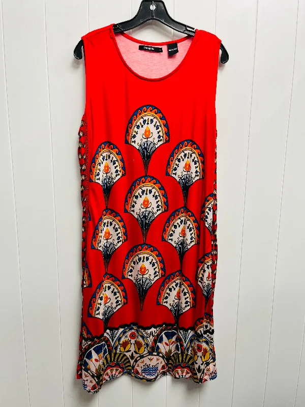Dress Casual Short By Desigual In Blue & Red, Size: Xxl Tunics Practical durable