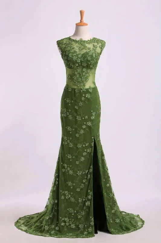 Green Backless Appliques Beading Formal Prom Party Dress,DP1069 Tunics Vintage classic