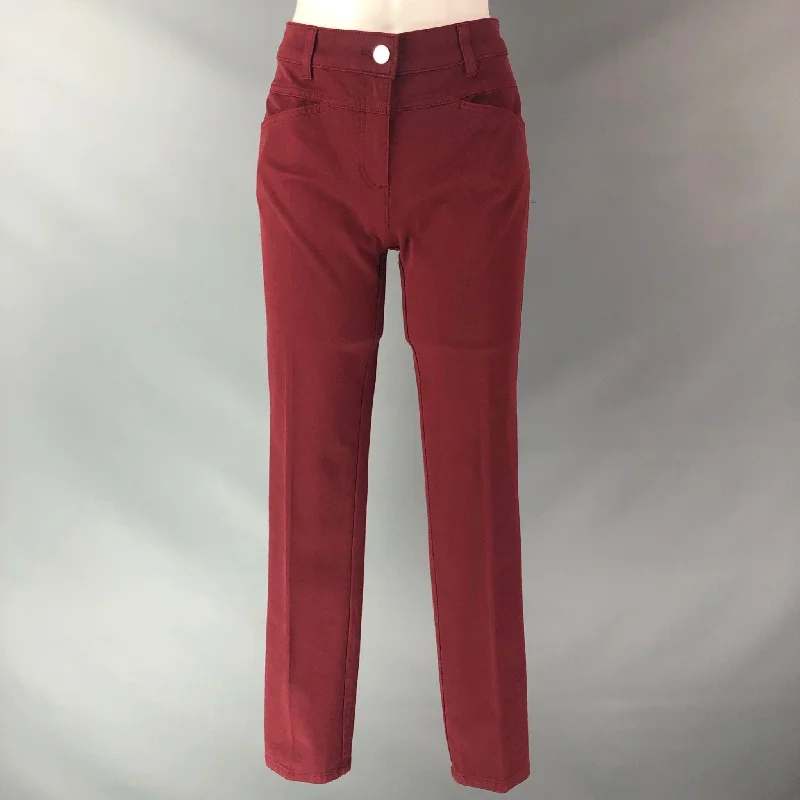 ESCADA Size 4 Burgundy Cotton & Elastane Solid Dress Pants Relaxed Fit Trousers