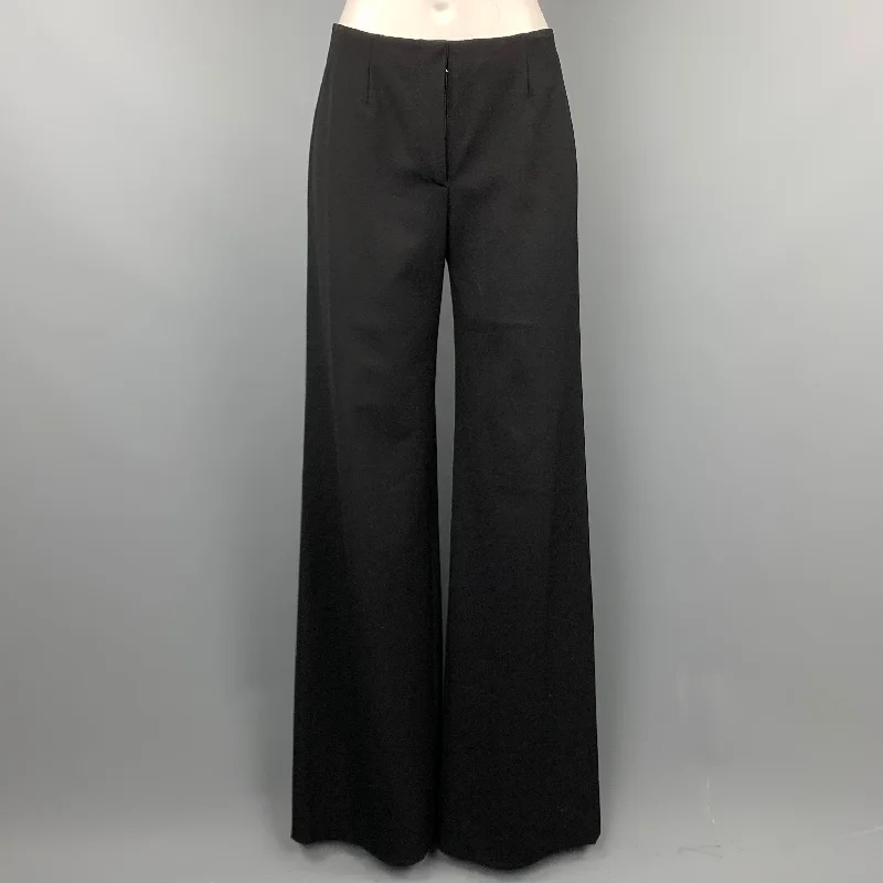 PIAZZA SEMPIONE Marilyn Size 6 Black Wool Wide Leg Dress Pants Fashionable Track Pants