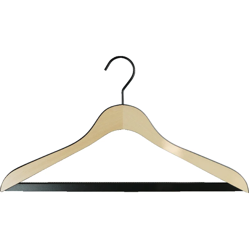 Bi-Color Classic 45 Hanger with Pant Bar, Black Hook Chic Wool Trousers