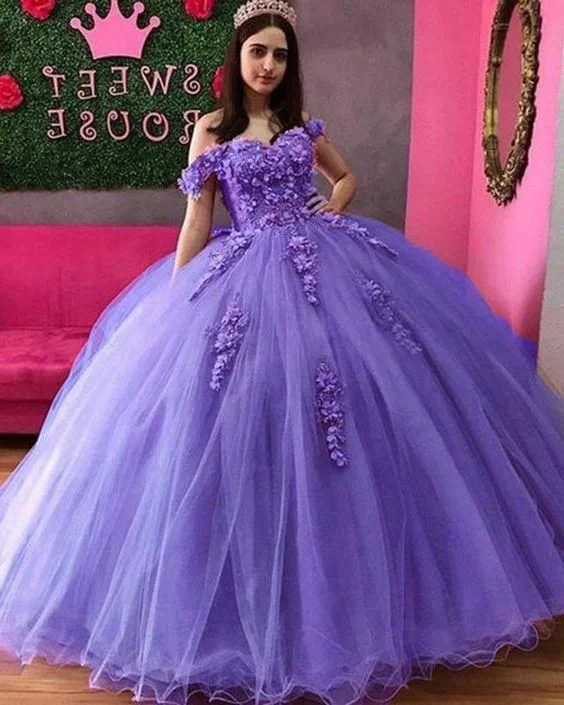Quinceanera Dresses 3D Applique Puffy Skirt Lace-Up Back Sweet 16 Party Dress Long Prom Gowns  C1636 Tunics Luxurious high-end