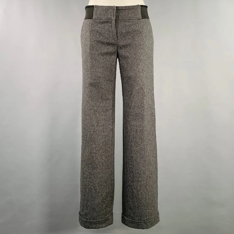 D&G by DOLCE & GABBANA Size S Grey Black Wool Blend Ribbon Trim Dress Pants Fashionable Track Pants