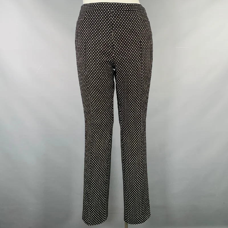 AKRIS Size 12 Black White Cotton Blend Geometric Dress Pants Casual Track Pants