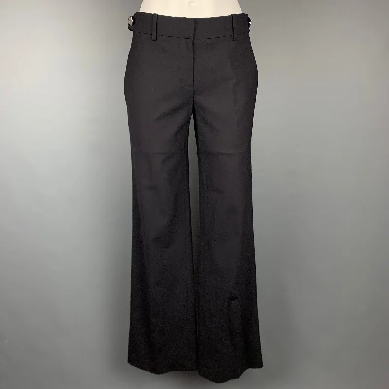 TORY BURCH Size 2 Black Wool Wide Leg Dress Pants Chic Capri Pants