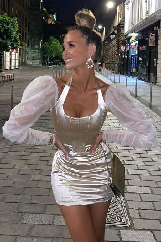 Bodycon Mini Party Dress Long Sleeves,ED5785 Tunics Evening elegant