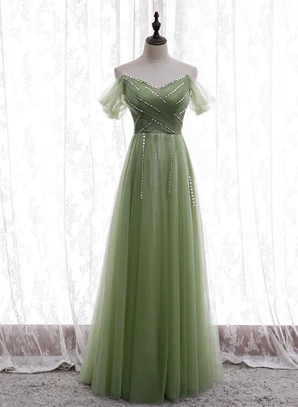 Light Green Beaded Sweetheart Long Party Dress, Green Formal Dress Prom Dress Tunics Summer linen