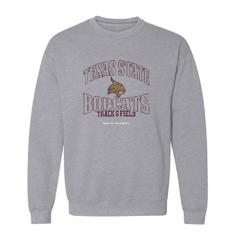 Texas State - NCAA Women's Track & Field : makhi falkquay - Crewneck Sweatshirt Graphic Hoodie Design Print