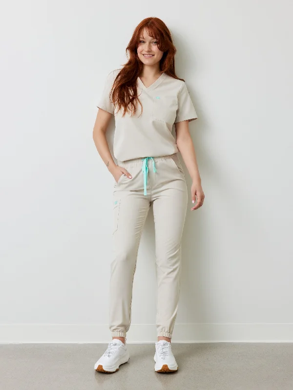 ROSIE RE-GARDE™ - BOHO BEIGE - Jogger Scrub Pants - FINAL SALE Warm Wool Trousers