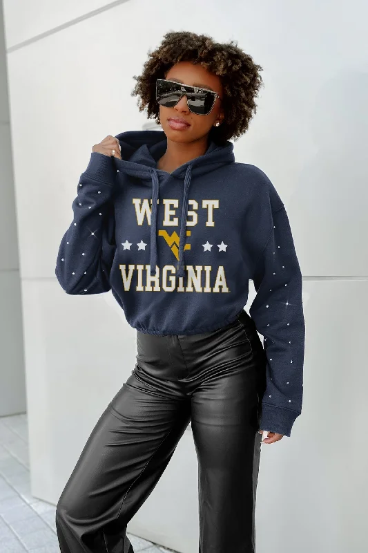 WEST VIRGINIA RHINESTONE HOODIE Hoodie with Velcro Closure Adjustable Secure