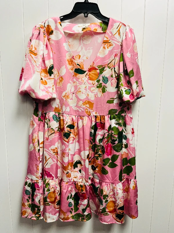 Dress Casual Short By Entro In Orange & Pink, Size: Xl Tunics Cozy comfortable