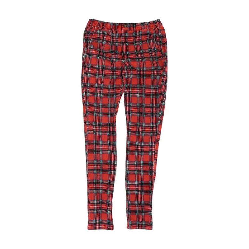 Red Plaid Pants Chic Capri Pants