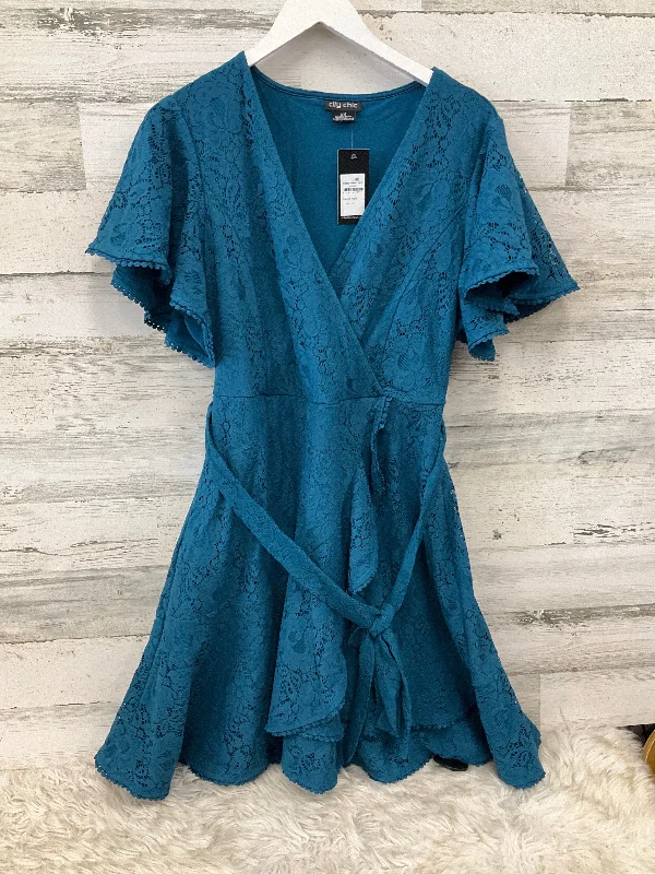 Dress Casual Short By City Chic In Teal, Size: Xl Tunics Spring floral