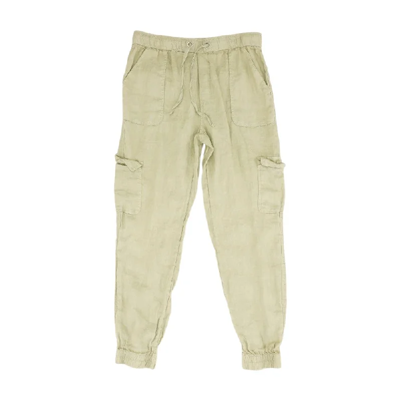 Green Solid Cargo Pants Elegant Palazzo Trousers