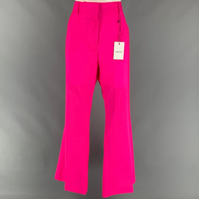 MSGM Size 12 Fuchsia Virgin Wool Dress Pants High-Waist Trousers
