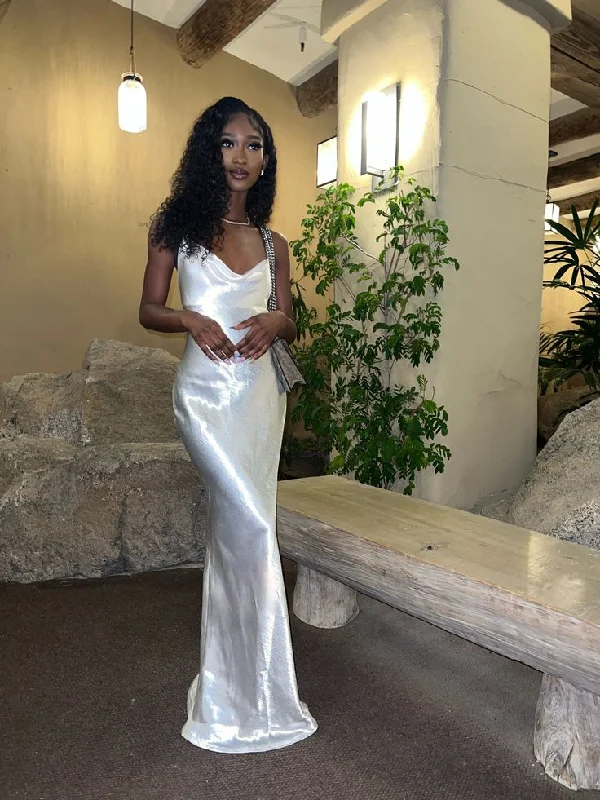 White Simple Black Girl Long Party Dress Wedding Guest Dress,DP1208 Pleated Skirt Elegant