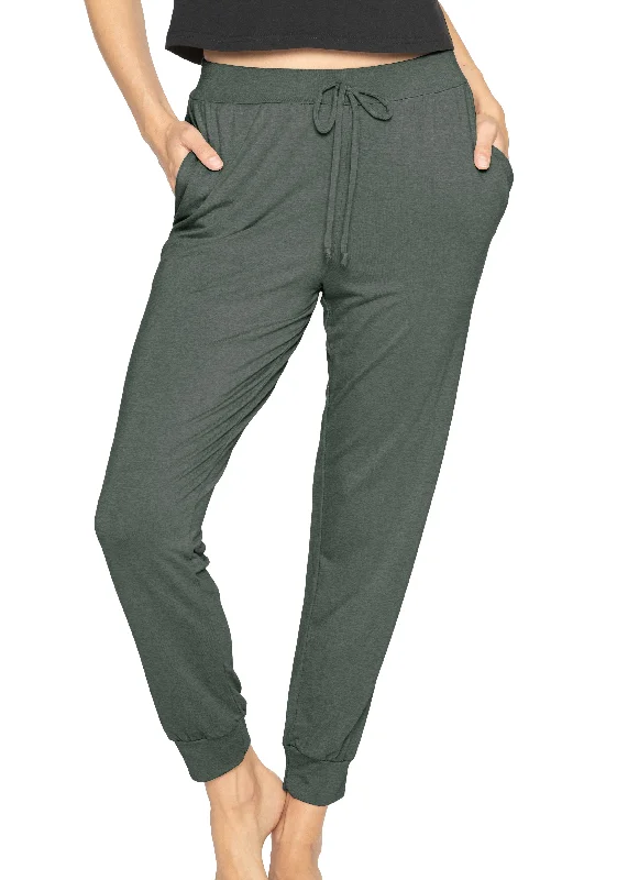 Women’s Premium Stretch Modal Cuff Joggers Pants with Pockets Classic Cropped Pants