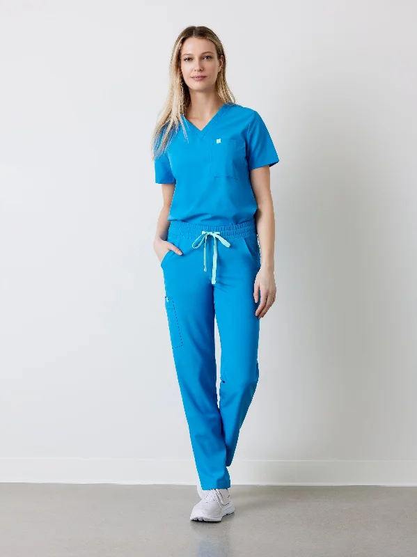 JULIETA RE-GARDE™ - AZURE BLUE - Straight Cut Scrub Pants Fashionable Jogger Pants