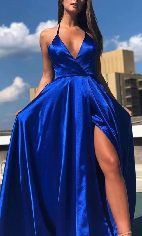 Royal blue long prom dresses, simple prom party dresses, cheap prom dresses C1968 Tunics Office stylish
