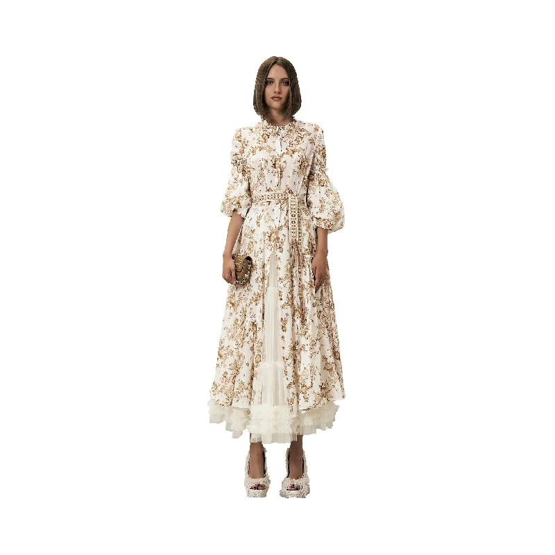 Beye Women's Caramel Floral Long Dress Tunics Exclusive limited