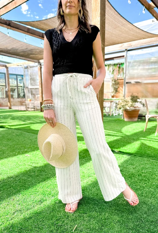 Z SUPPLY Cortez Pinstripe Pants Lightweight Linen Pants