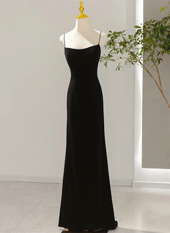 Simple Black Low Back Long Prom Dress, Black Floor Length Party Dress Tunics Versatile stylish
