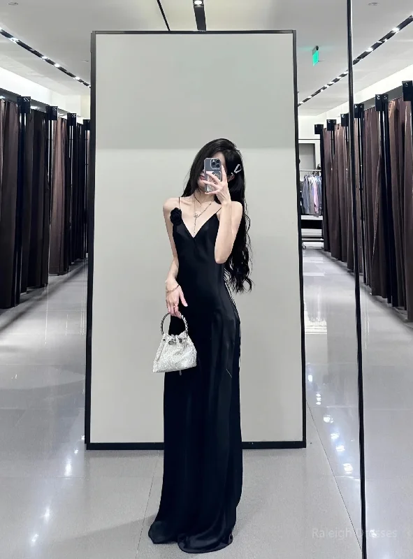 Black Prom Dress Couple, Party Dress Designs Styling Ideas, Formal Dresses Simple Cowl Neckline Elegant