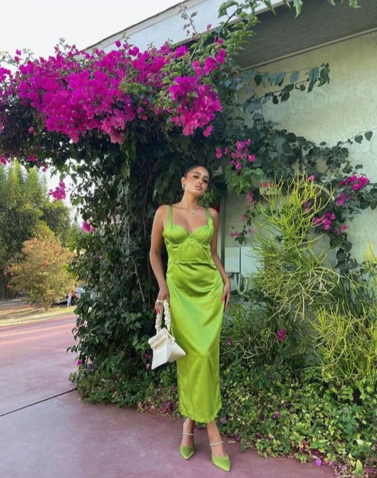 Green Straps Satin Party Dress Wedding Guest Dress,DP1210 Mermaid Tail Wedding