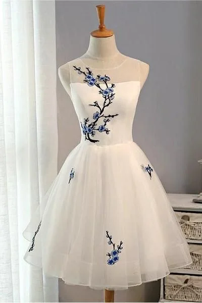 Lace up Tulle Short Homecoming Dress, Elegant White homecoming Dress, Cheap Party Dress  cg313 Sequined Elegant Party
