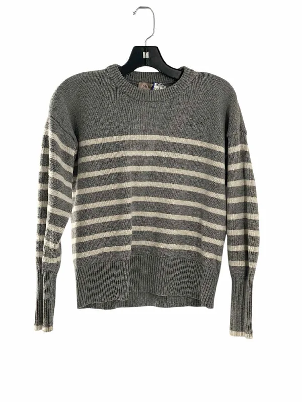 Philosophy Size S Grey White Striped Sweater Open Front Closed Front Wrap Front