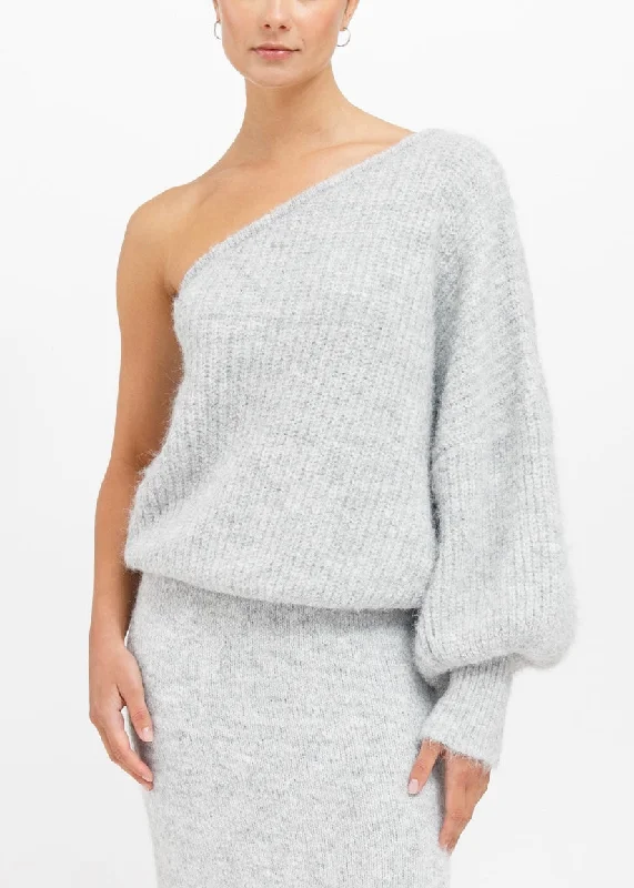 The Victoria One Shoulder Knit Sweater Neon Metallic Matte