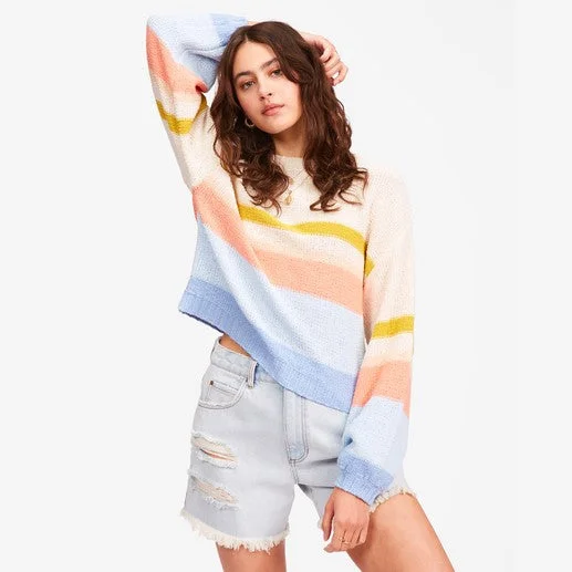 Billabong Seeing Double Crop Crewneck Sweater Hooded Sweater Collared Sweater Shawl Collar