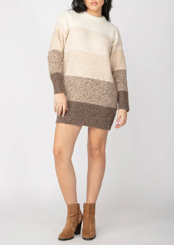 Colorblock Sweater Dress Embroidered Appliqued Beaded