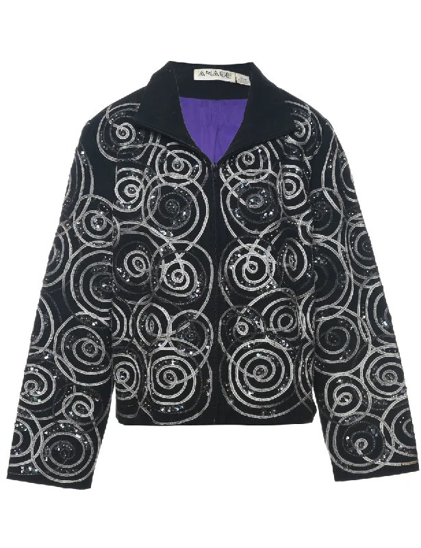 Patterned Evening Jacket - L Wool Fabric Cashmere Fabric Tweed Fabric