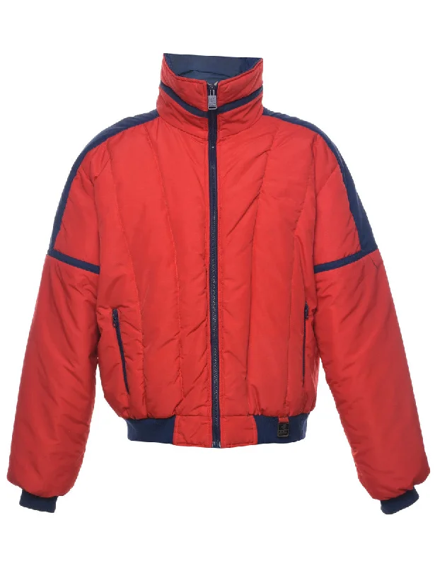 Red Puffer Jacket - XL Snapped Jacket Toggled Jacket Drawstring Jacket