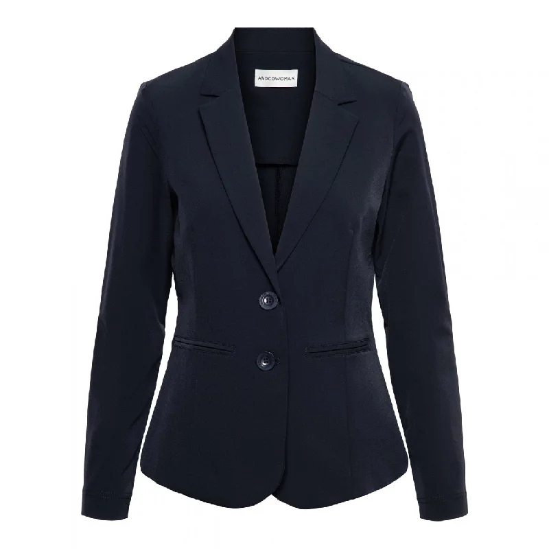 &Co Woman Phileine Travel Jacket - Navy Satin Fabric Silk Fabric Chiffon Fabric