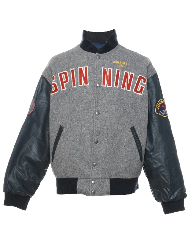 Spinning Team Multi-Colour Embroidered Varsity Jacket - L Print Jacket Jacquard Jacket Embroidered Jacket