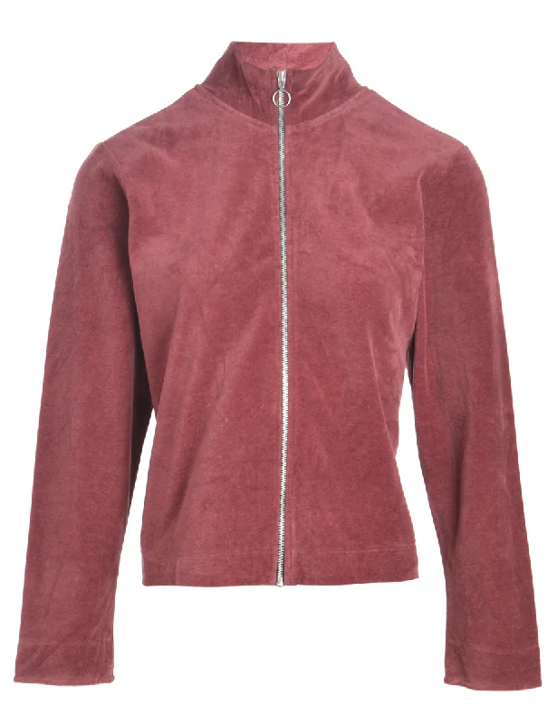 Reworked High Neck Velour Track Jacket - M Mesh Jacket Canvas Jacket Denim Jacket