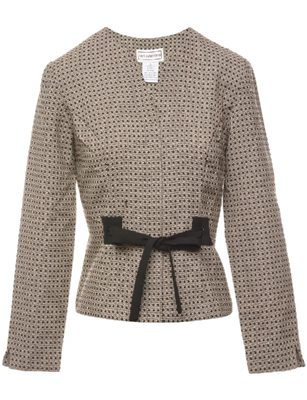 Patterned Casual Jacket - S Zippered Front Buttoned Front Snap Front