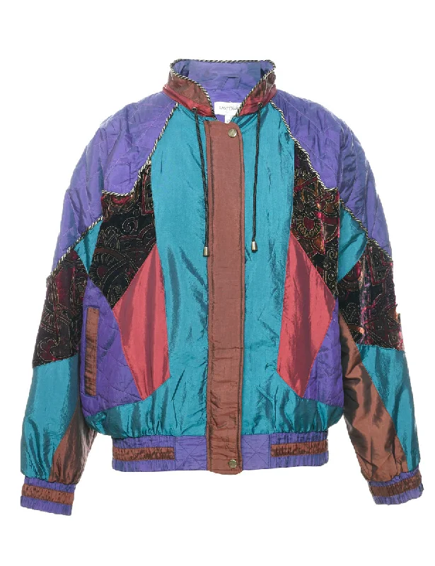Patchwork Ski Jacket - L Satin Jacket Silk Jacket Chiffon Jacket