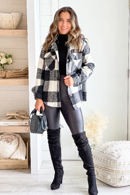 Black Plaid Jacket Cardigan Sweater Pullover