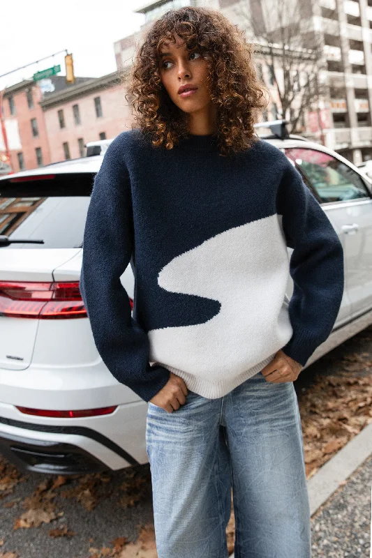 OVERSIZED INTARSIA KNIT SWEATER Faux Fur Fabric Real Fur Fabric Shearling Fabric