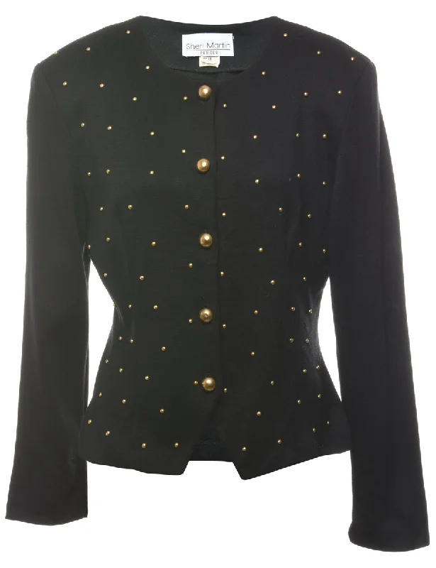 Petites Studed  Evening Jacket - M Collared Jacket Crew Neck Jacket Turtle Neck Jacket