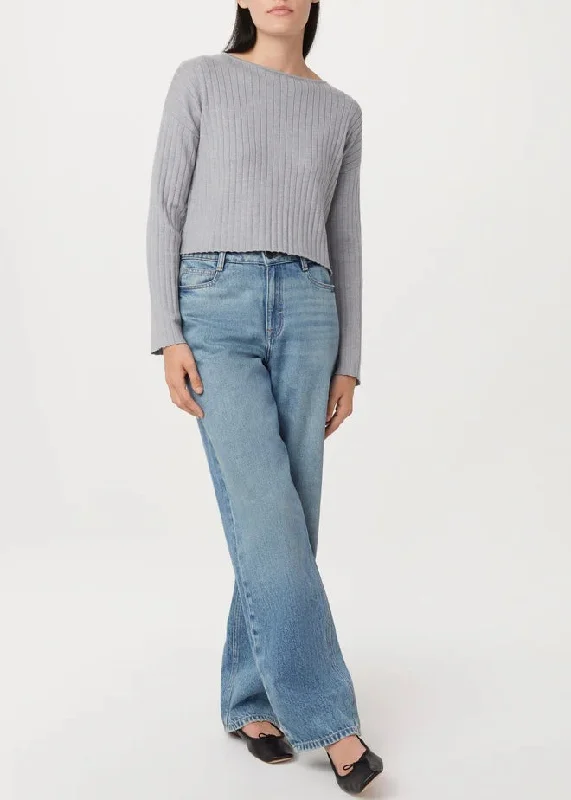 The Boat Neck Cropped Sweater Fleece Sweater Nylon Polyester