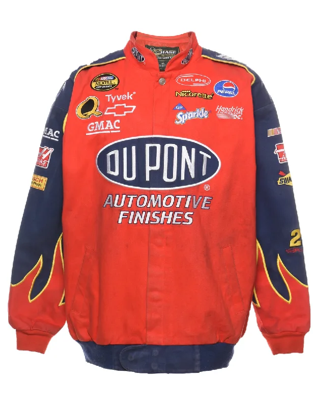 Red & Navy Du Pont Flame Racing Jacket  - XL Plaid Jacket Tartan Jacket Houndstooth Jacket